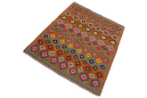 Flat Weave Kilim Antique Navaho Vintage handmade Modern Kilim Brown Pink Hand-Woven Rectangle 100% Wool Area Rug 5x6